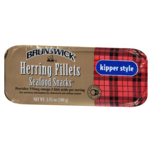 Brunswick Kipper Style Herring Fillets Seafood Snacks, 3.53 oz