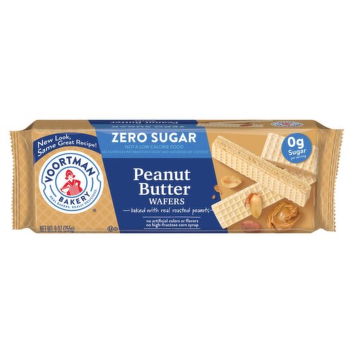 Voortman Bakery Zero Sugar Peanut Butter Wafers, 9 oz