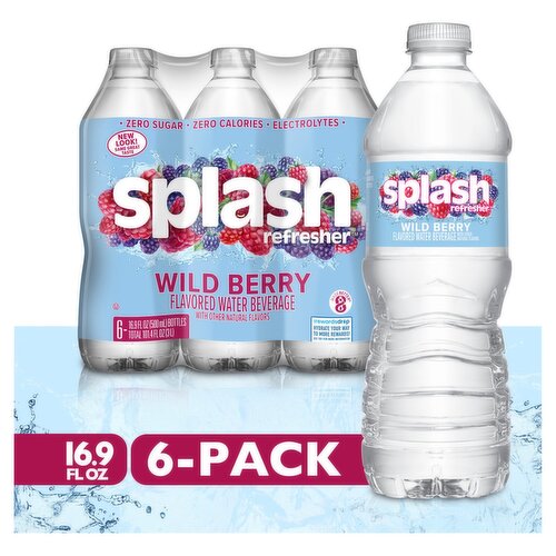 Splash Refresher Wild Berry Flavored Water Beverage, 16.9 fl oz, 6 count