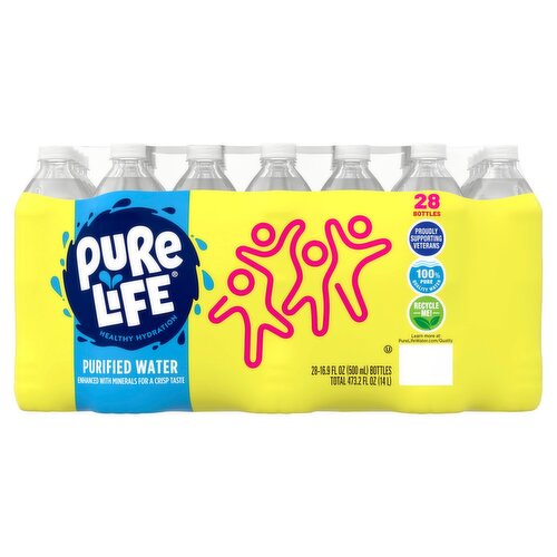 Pure Life Purified Water, 16.9 Fl Oz, Plastic Bottled Water (28 Pack)