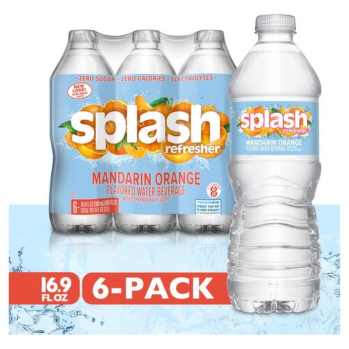 Splash Refresher Mandarin Orange Flavored Water Beverage, 16.9 fl oz, 6 count