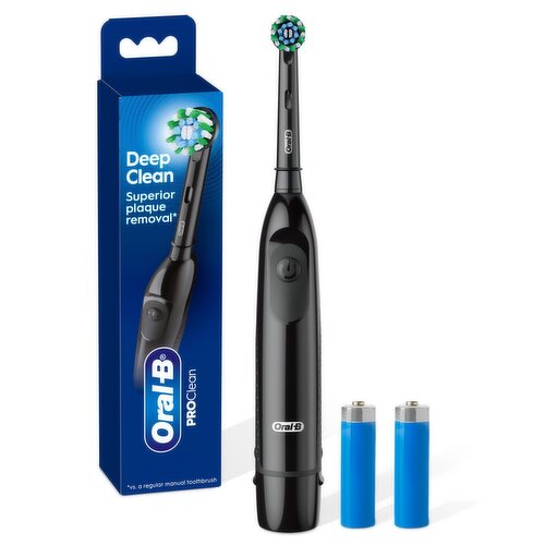 Oral B Pro Clean Battery Toothbrush, Deep Clean - Black, with (1) Brush Head, Built-in Timer and ba
