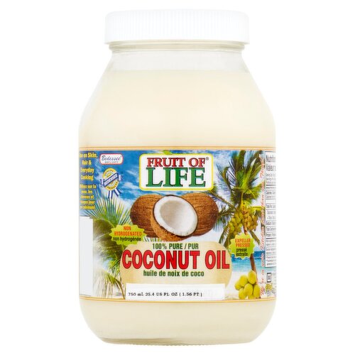 Bedessee Fruit of Life 100% Pure Coconut Oil, 25.4 fl oz