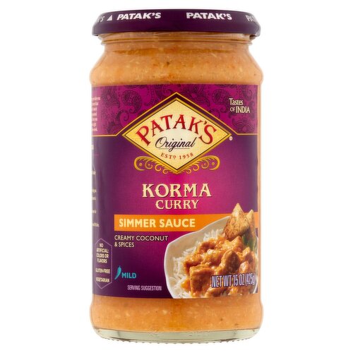 Patak's Original Mild Korma Curry Creamy Coconut & Spices Simmer Sauce, 15 oz