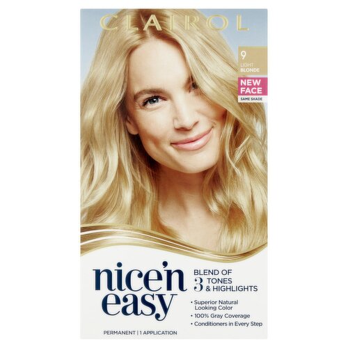 Clairol Nice 'n Easy 9 Light Blonde Permanent Haircolor, 1 application