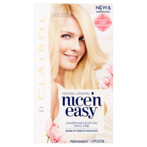 Clairol New York Nice'n Easy Ultra Light Cool Blonde 11C Permanent Haircolor, 1 application