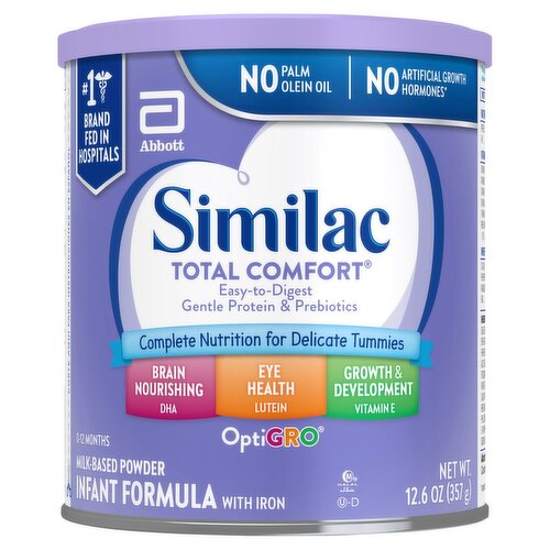 Similac Total Comfort OptiGro Milk-Based Powder Infant Formula with Iron, 0-12 Months, 12.6 oz