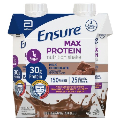 Ensure Max Protein Milk Chocolate Nutrition Shake, 11 fl oz, 4 count