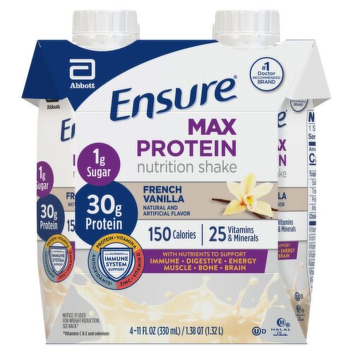 Ensure French Vanilla Max Protein Nutrition Shake, 11 fl oz, 4 count