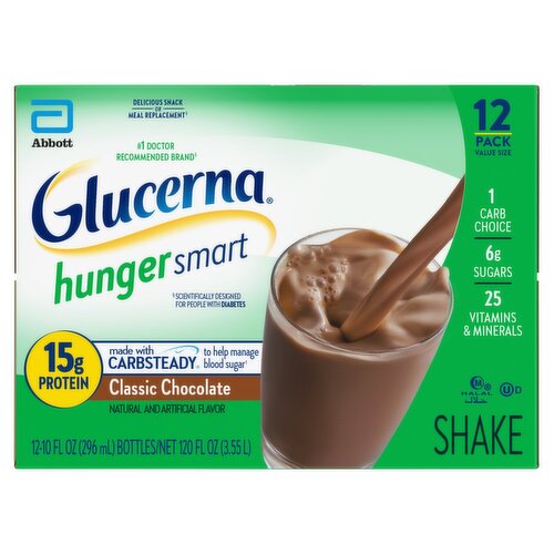 Glucerna Hunger Smart Classic Chocolate Shake Value Size, 10 fl oz, 12 count