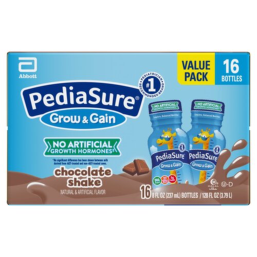 Abbott PediaSure Grow & Gain Chocolate Shake Value Pack, 8 fl oz, 16 count