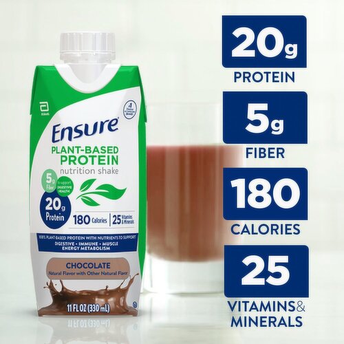 Ensure Chocolate Plant-Based Protein Nutrition Shake, 11 fl oz, 4 count