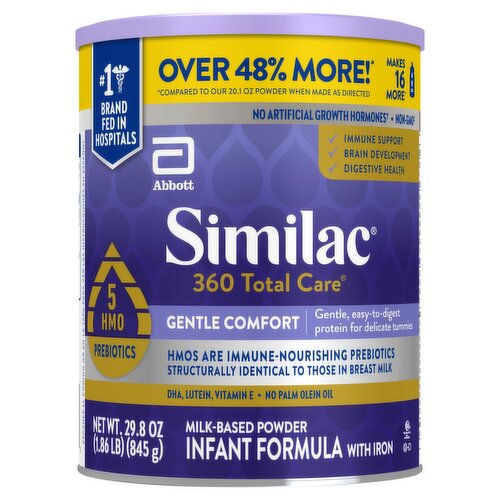 Similac 360 Total Care Milk-Based Powder Infant Formula with Iron, 29.8 oz