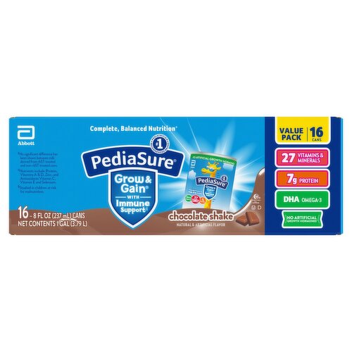 PediaSure Grow & Gain Chocolate Shake Value Pack, 8 fl oz, 16 count