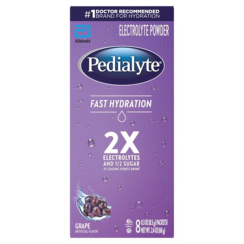 Pedialyte Fast Hydration Grape Electrolyte Powder, 0.3 oz, 8 count