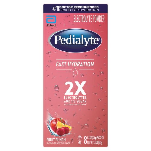 Pedialyte Fast Hydration Fruit Punch Electrolyte Powder, 0.3 oz, 8 count