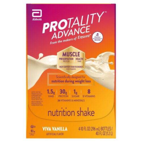 Protality Advance Viva Vanilla Nutrition Shake, 10 fl oz, 4 count