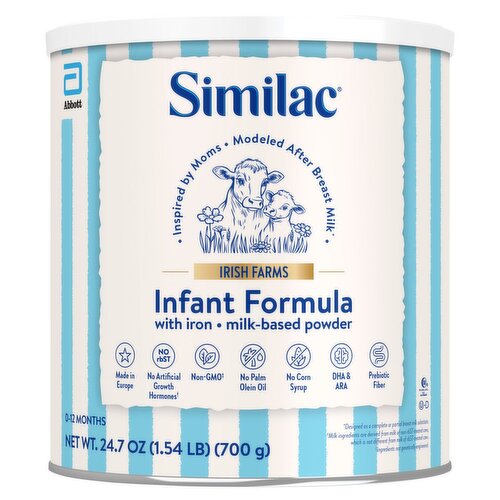 Similac Irish Farms Milk-Based Powder Infant Formula with Iron, 0-12 Months, 24.7 oz