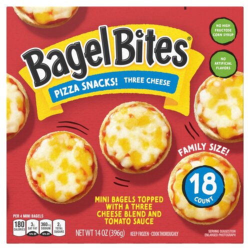 Bagel Bites Three Cheese Pizza Snacks! Family Size!, 18 count, 14 oz