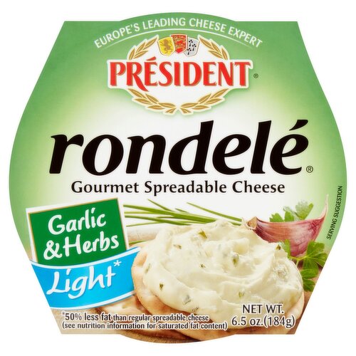 Président Rondelé Gourmet Garlic & Herbs Spreadable Cheese, 6.5 oz