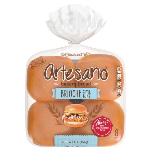 Artesano Brioche Style Buns, 8 count, 1 lb