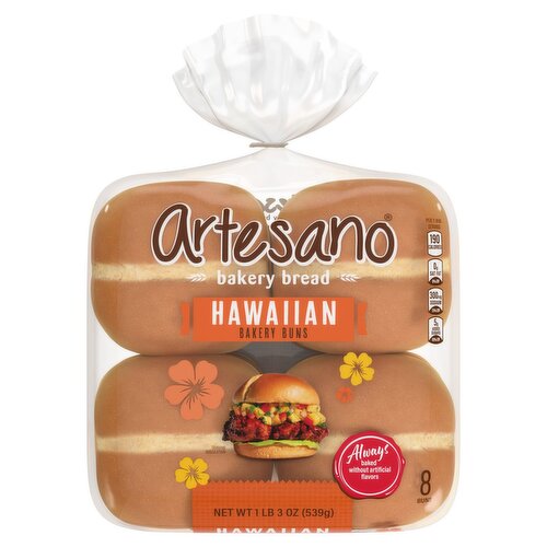 Artesano Hawaiian Bakery Buns, 8 count, 1 lb 3 oz