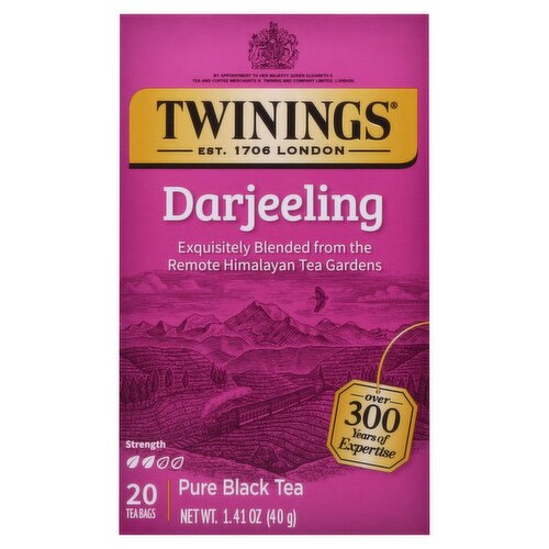 Twinings Darjeeling Pure Black Tea Bags, 20 count, 1.41 oz