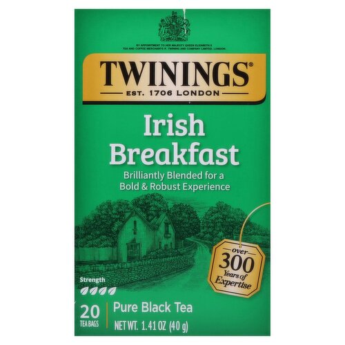 Twinings Irish Breakfast Pure Black Tea Bags, 20 count, 1.41 oz