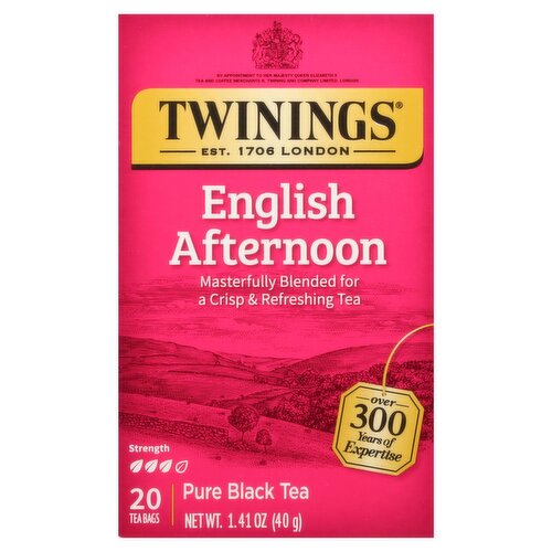 Twinings English Afternoon Pure Black Tea Bags, 20 count, 1.41 oz