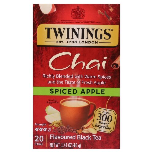 Twinings Chai Spiced Apple Flavoured Black Tea Bags, 20 count, 1.41 oz