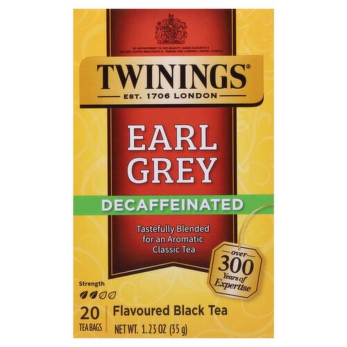 Twinings Decaffeinated Earl Grey Flavoured Black Tea Bags, 20 count, 1.23 oz