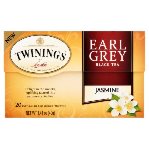 Twinings of London Jasmine Earl Grey Black Tea Bags, 20 count, 1.41 oz