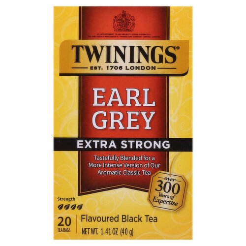 Twinings Earl Grey Extra Strong Flavoured Black Tea Bags, 20 count, 1.41 oz