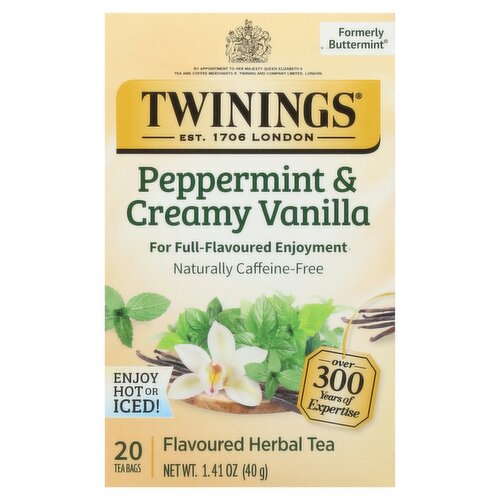 Twinings Peppermint & Creamy Vanilla Flavoured Herbal Tea Bags, 20 count, 1.41 oz