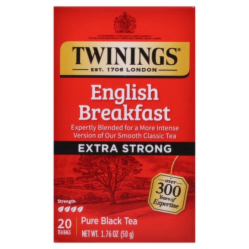 Twinings English Breakfast Extra Strong Pure Black Tea Bags, 20 count, 1.76 oz