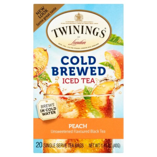 Twinings of London Cold Brewed Peach Iced Tea Bags, 20 count, 1.41 oz