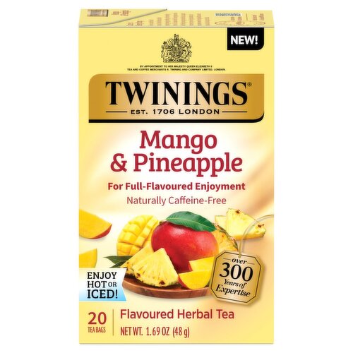 Twinings Mango & Pineapple Flavoured Herbal Tea Bags, 20 count, 1.69 oz