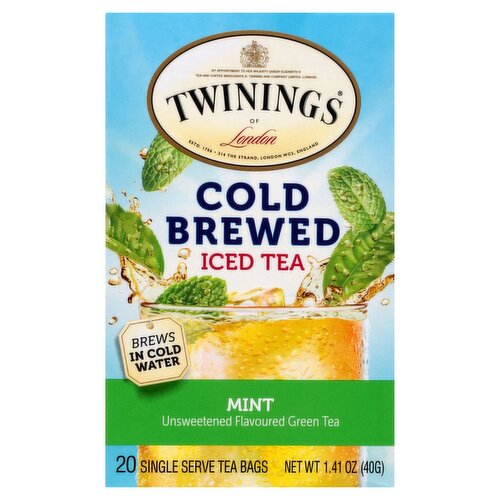 Twinings of London Mint Cold Brewed Iced Tea Bags, 20 count, 1.41 oz