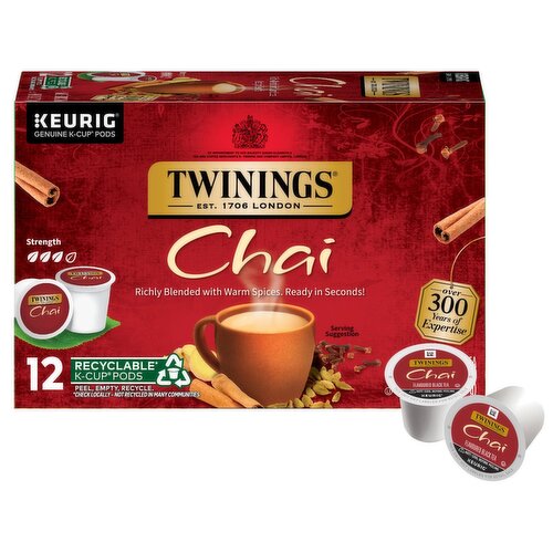 Twinings of London Chai Flavoured Black Tea K-Cup Pods, 12 count, 1.44 oz