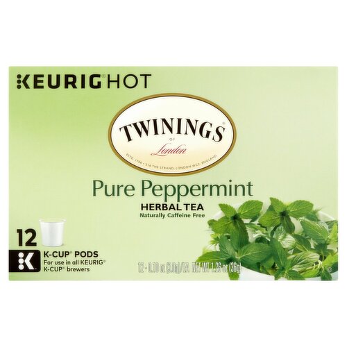 Twinings of London Pure Peppermint Herbal Tea K-Cup Pods, 0.10 oz, 12 count