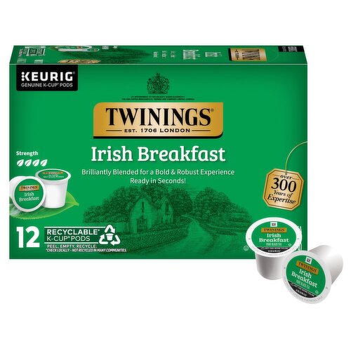 Twinings of London Irish Breakfast Pure Black Tea K-Cup Pods, 12 count, 1.26 oz