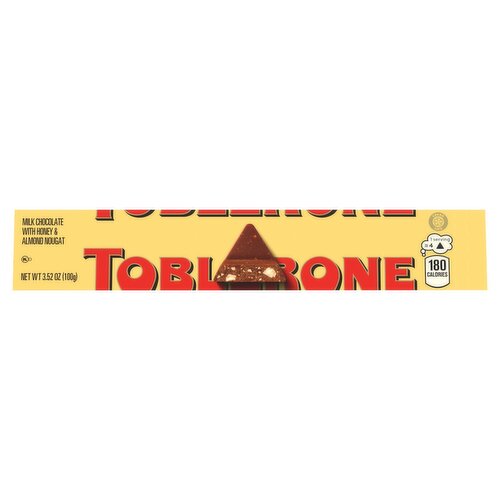 Toblerone Milk Chocolate with Honey & Almond Nougat, 3.52 oz