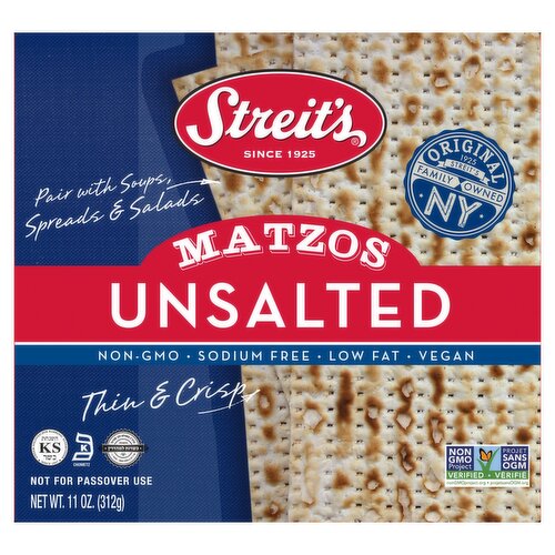 Streit's Unsalted Matzos, 11 oz