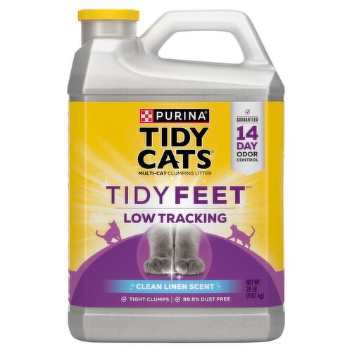 Purina Tidy Cats Tidy Feet Low Tracking Clean Linen Scent Multi-Cat Clumping Litter, 20 lb