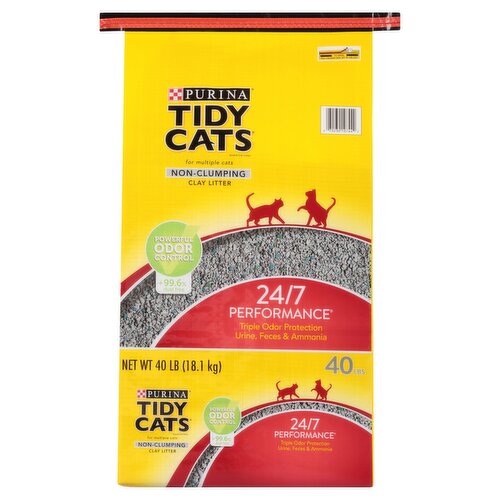 Purina Tidy Cats 24/7 Performance Non-Clumping Clay Litter for Multiple Cats, 40 lbs