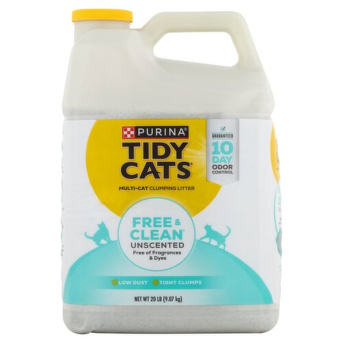 Purina Tidy Cats Free & Clean Unscented Multi-Cat Clumping Litter, 20 lb