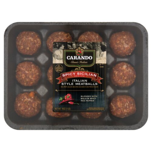 Carando Spicy Sicilian Recipe Italian Style Meatballs, 16 oz