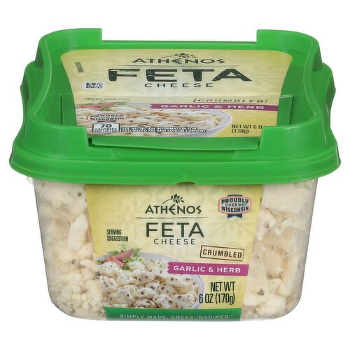 Athenos Crumbled Garlic & Herb Feta Cheese, 6 oz