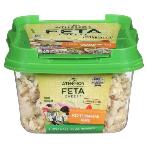 Athenos Crumbled Mediterranean Herb Feta Cheese, 6 oz