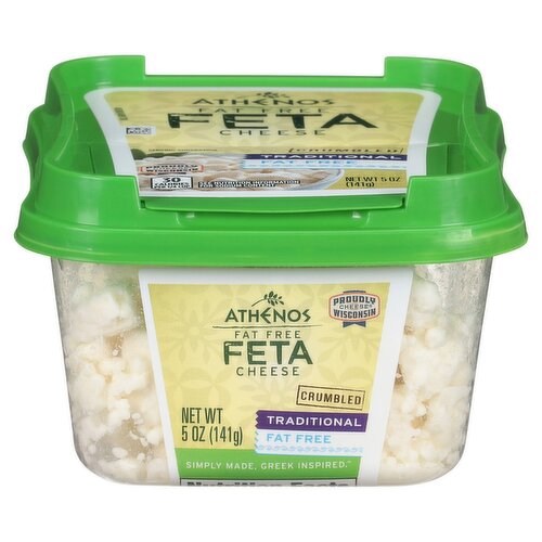 Athenos Crumbled Traditional Fat Free Feta Cheese, 5 oz